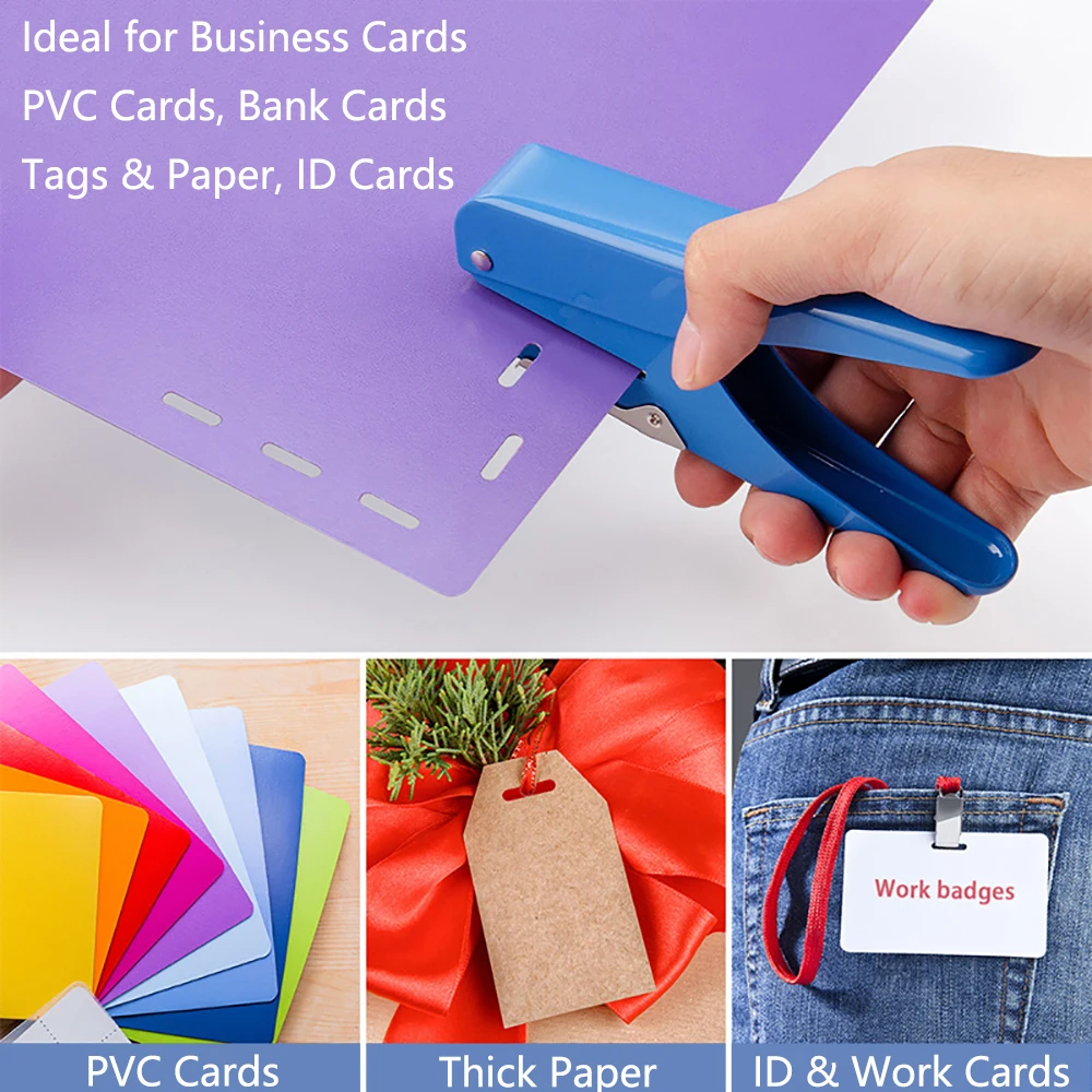 

15x4mm Slot Hole Puncher for PVC ID Card Credit Card Badge, Heavy Duty Single Hole Punch Tool for Business Cards Paper Tags