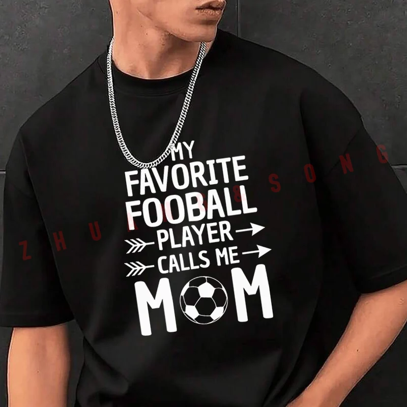 

Tshirt Men Crew Neck Tops Proud Football Mom Quote Black New Mens Hip Hop O-neck Tee Shirt Motorcycle Casual T-shirt