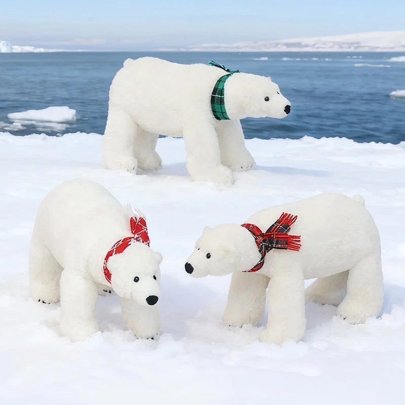45/60CM Simulation Eisbär Plüsch Spielzeug Nette Stofftier Kissen Bär Puppen Für Geburtstag Weihnachten Geschenke – Detail 14