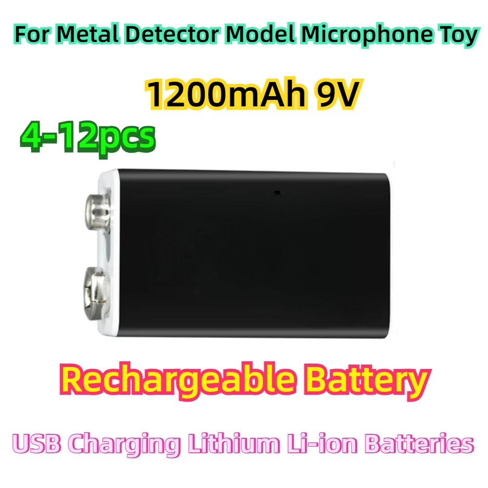 

For Metal Detector Model Microphone Toy 1200mAh 9V Rechargeable Battery 6F22 9V USB Charging Lithium Li-ion Batteries