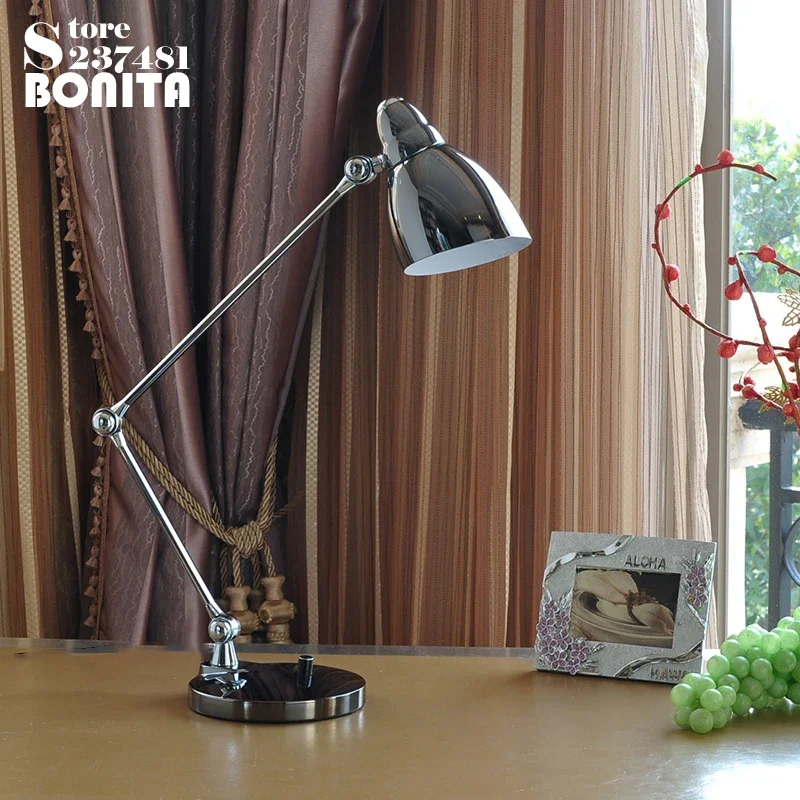 Modern Minimalist Metal Rotating Desktpop Lamp Bedside Working Reading Table Lamp Led Dimming Foldable Long Arm Table Light