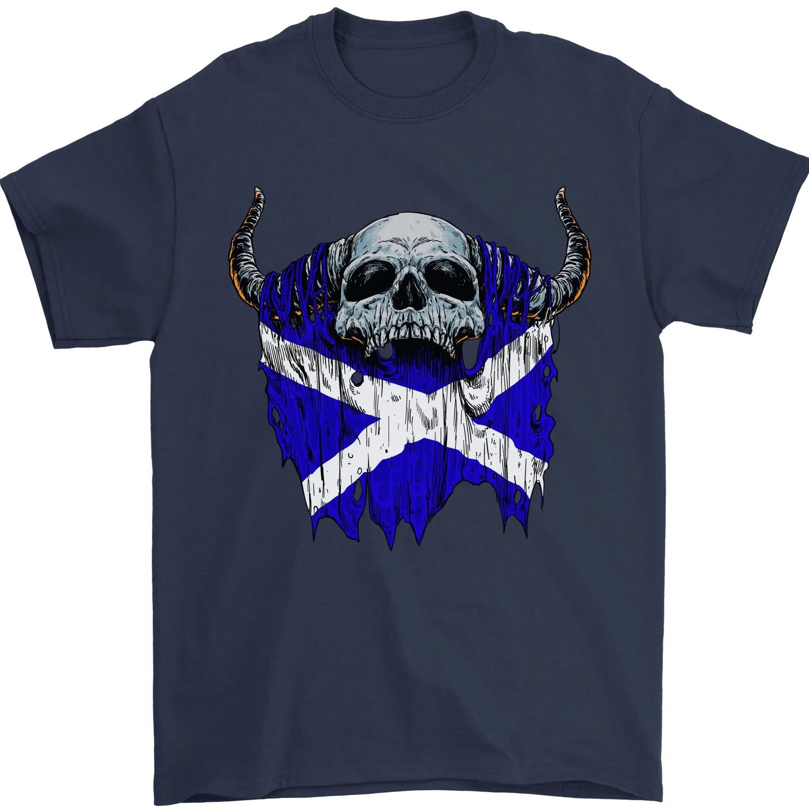 

Scotland Flag Skull Scottish Biker Gothic Mens T-Shirt 100% Cotton