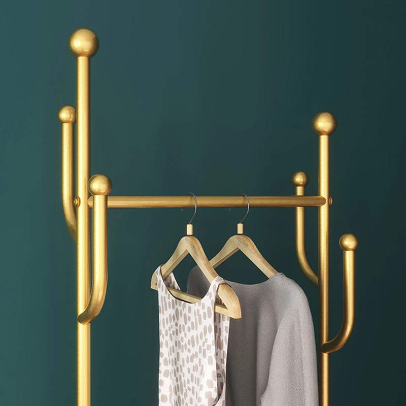 Bedroom Hallway Clothes Rack Shelf Rail Nordic Golden Entryway Standing Rack Save Space Storage Roupeiro Furniture GPF30XP