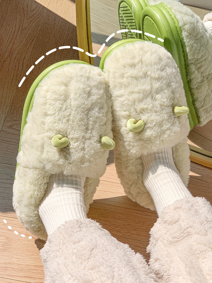  New Winter Lovely Women's Slippers Home Cute Cartoon Cotton Slippers Christmas Deer Non-Slip House Shoes 