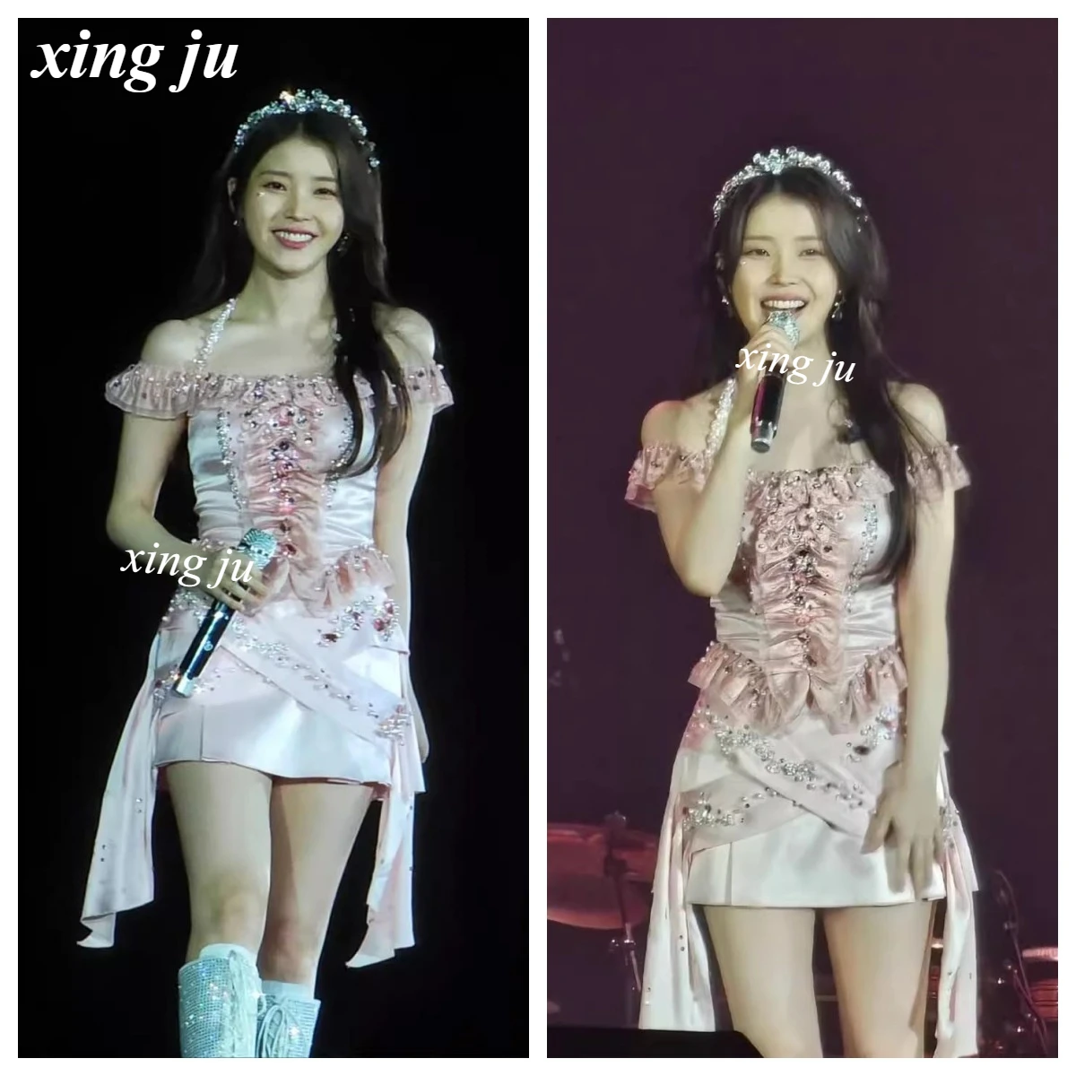 

Kpop Korean Singer Pink Halter Rhinestone Tops Sexy Pleated Short Skirt Jazz Dance Outfits Nightclub DJ Stage Dance Costumes