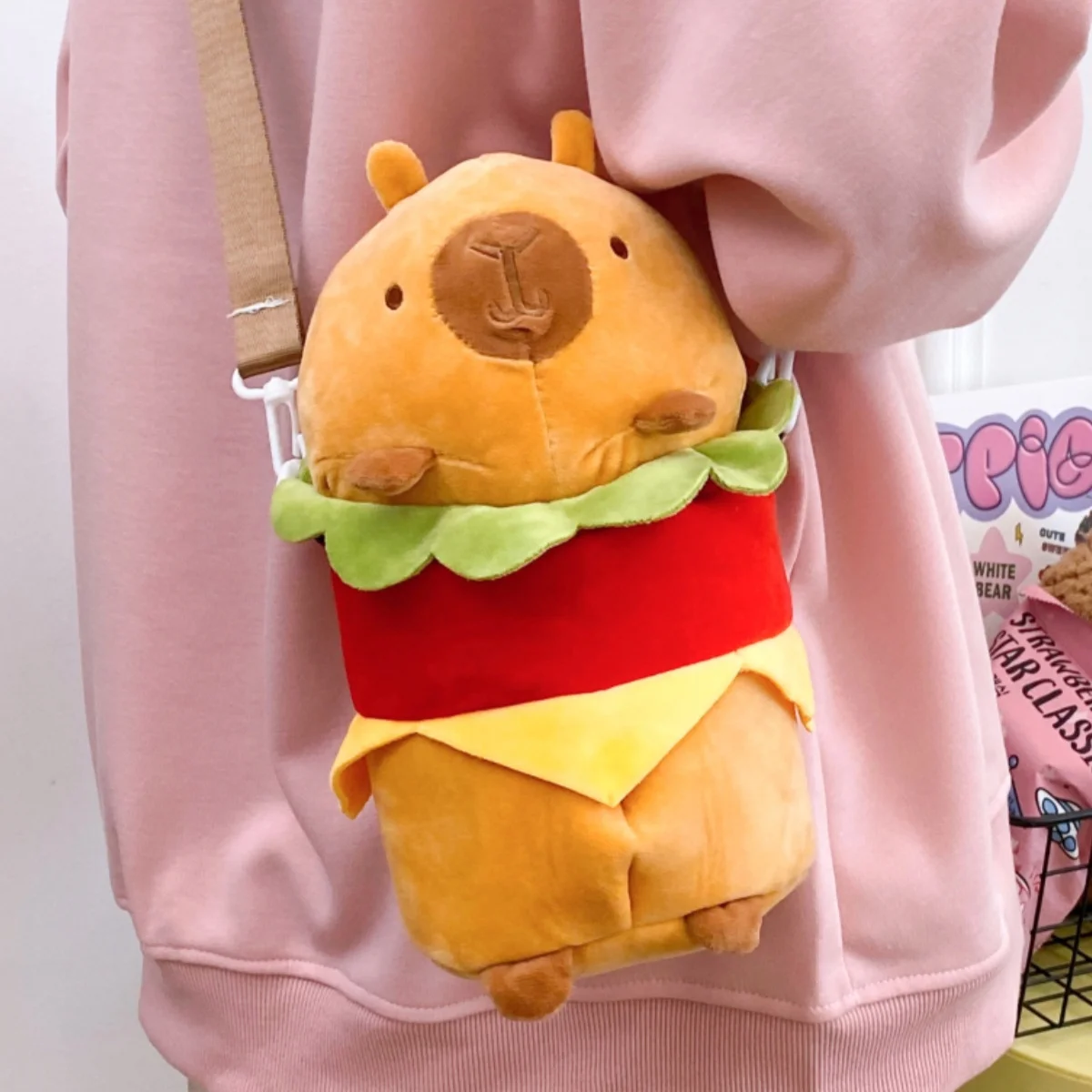 Capybara Capybara Stuffed Backpack Cute Fashionable Stuffed Doll Stuffed Bag, Multifunctional Storage Bag, Capybara Stuffed Doll, Stuffed Toy, Sofa Cushion, Home Decoration, Halloween, Christmas Gift, Shoulder Messenger Bag