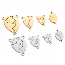 5PCS/lot Stainless Steel Silver /Gold Color Oval Virgin Mary 3 Holes Bangle Connector Charms for DIY Jewelry Making Accessories
