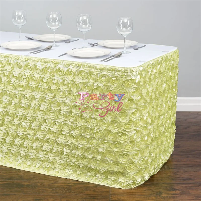 Satin Rose Tablecloth Skirting Cake Table Skirt For Wedding Event Decoration