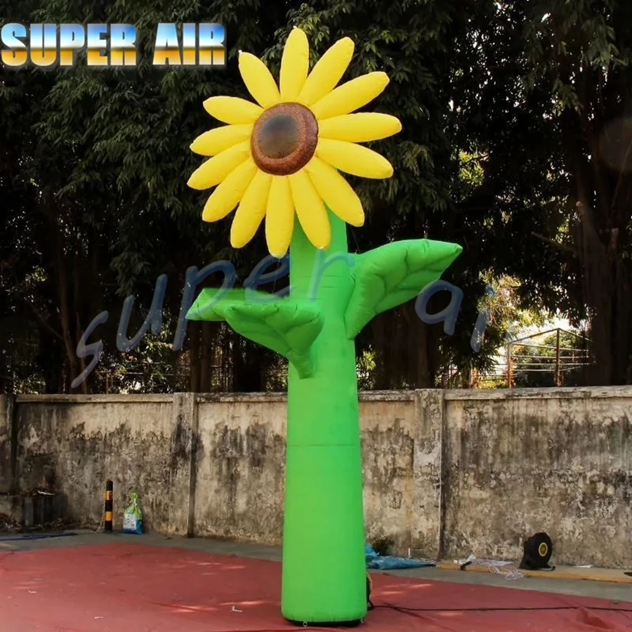 Modelo de girassol inflável decorativo personalizado de 8m de altura para festivais, display floral atraente