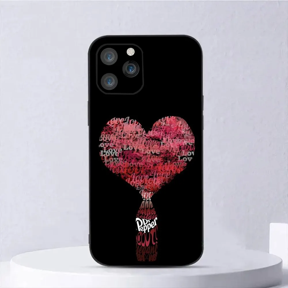 Cherry D-Dr-P-Pepper Drink Phone Case For iPhone 15,14,13,12,11,Plus,Pro Max,XS,X,XR,SE,Mini,8,7 Soft Silicone Black Cover