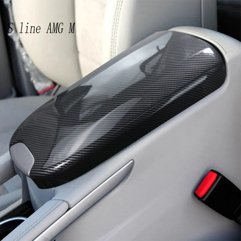 

For Mercedes Benz ML W164 M Class 2005-2011 Car Stowing Tidying Armrest Box Panel Carbon fiber Cover Interior Auto Accessories