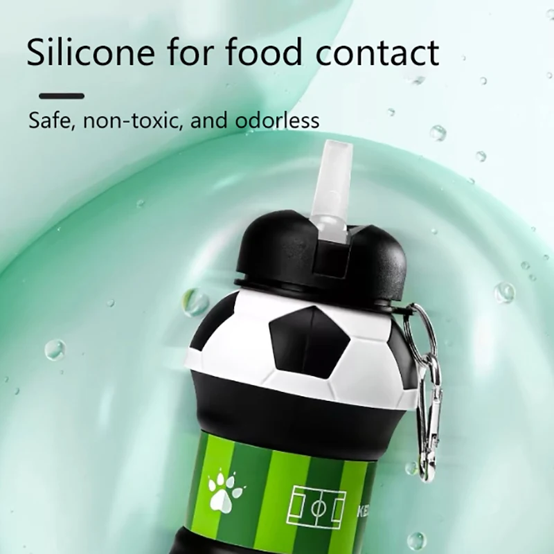 Foldable Water Bottle Cups Mug Outdoor Sports Football Baseball Tennis Golf School Leakproof Portable Kids Water Bottle
