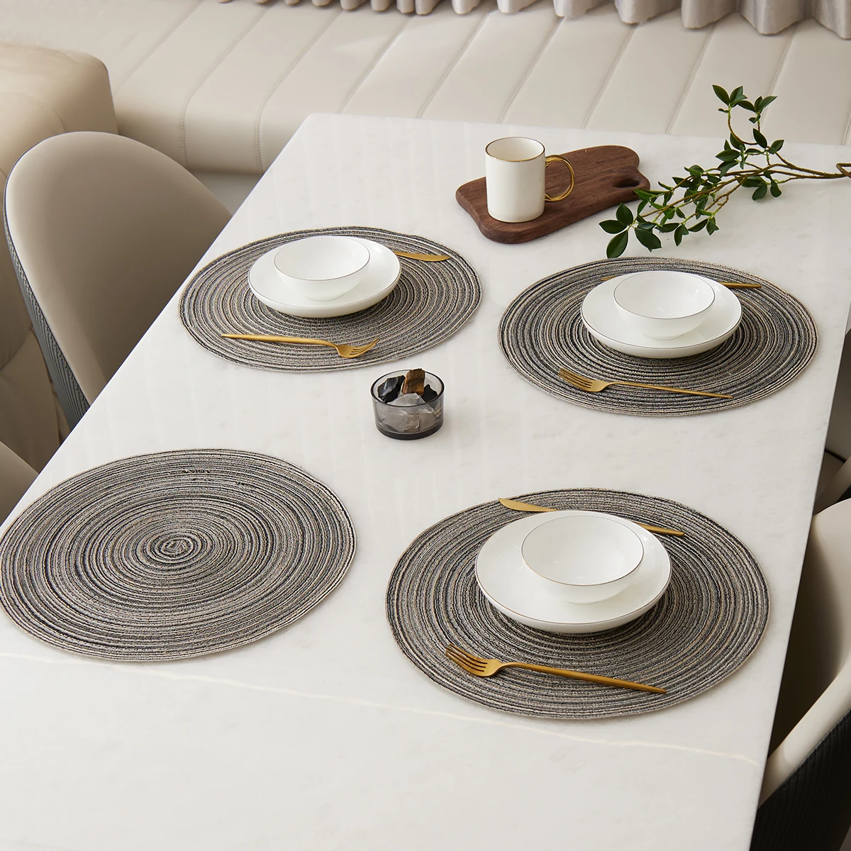 1pcs Round Heat Resistant Placemats Circle Farmhouse Boho Placemats Cloth Rustic Woven Placemats for Dining Table Table Mats