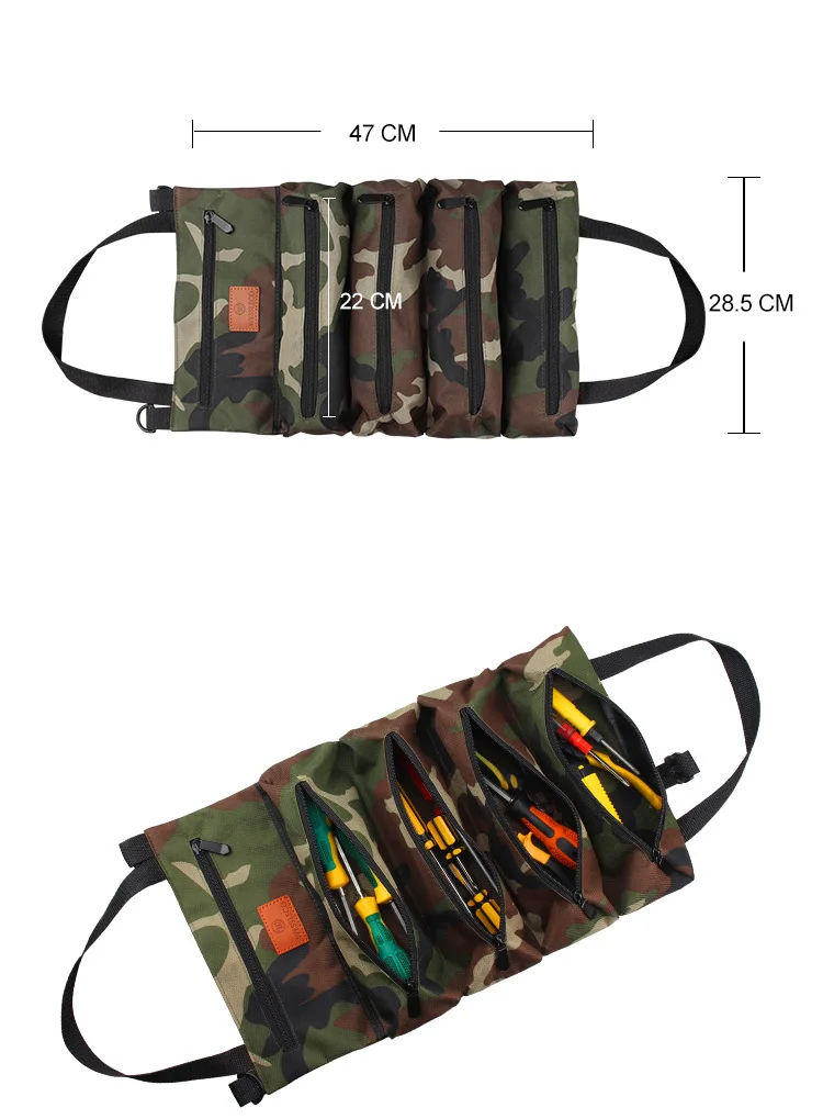 Tools Bag Roll Up Multi-Purpose Hanging Zipper Carrier Tote Bag Storage Woodworking Hammer Wrench Screwdriver Organizer Bag