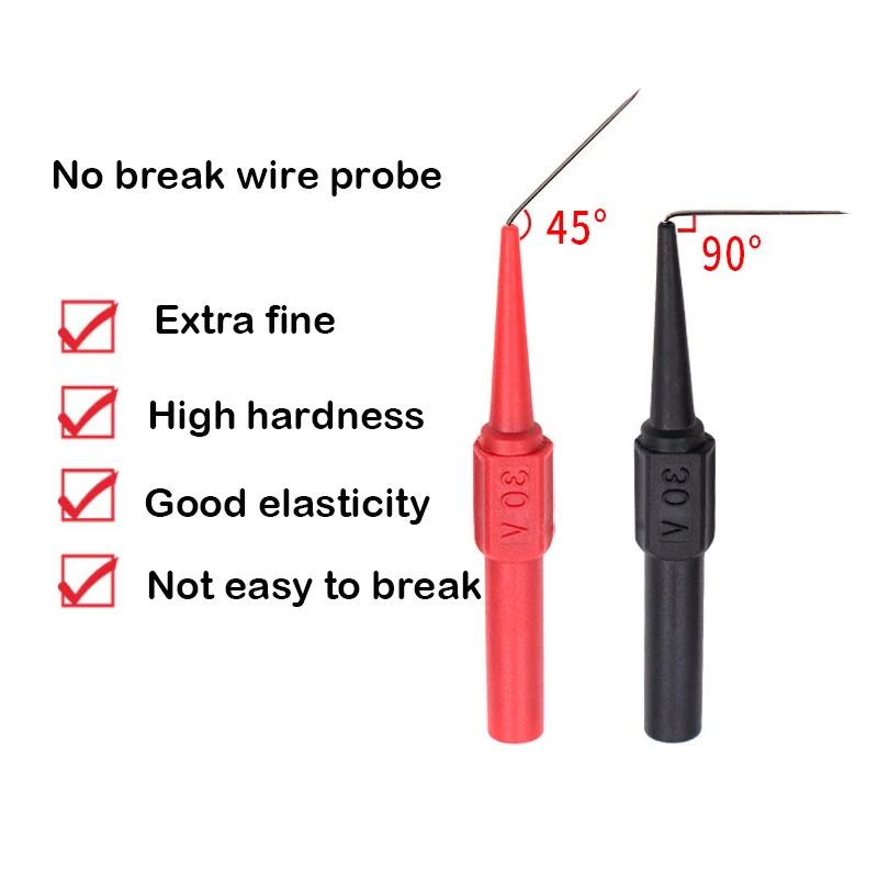 30V Diagnostic Tools Multimeter Test Lead Extention Back Piercing Needle Tip Probes Autotools Automotive Kit Machine 0.7MM