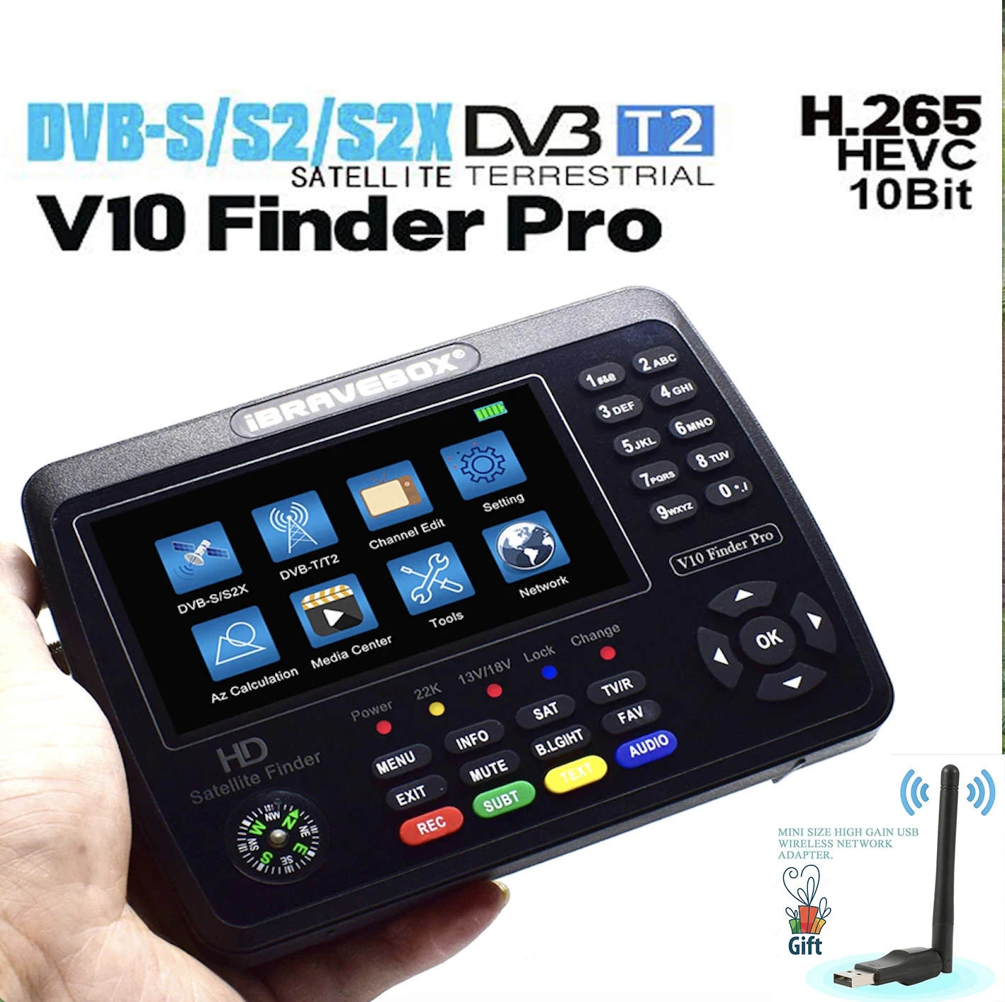 iBRAVEBOX V10 Finder Pro Satellite Meter DVB-S2/S2X DVB-T2/T H.265 vs kpt 717st plus gtmedia v8 finder pro2 dvb t2 satfinder