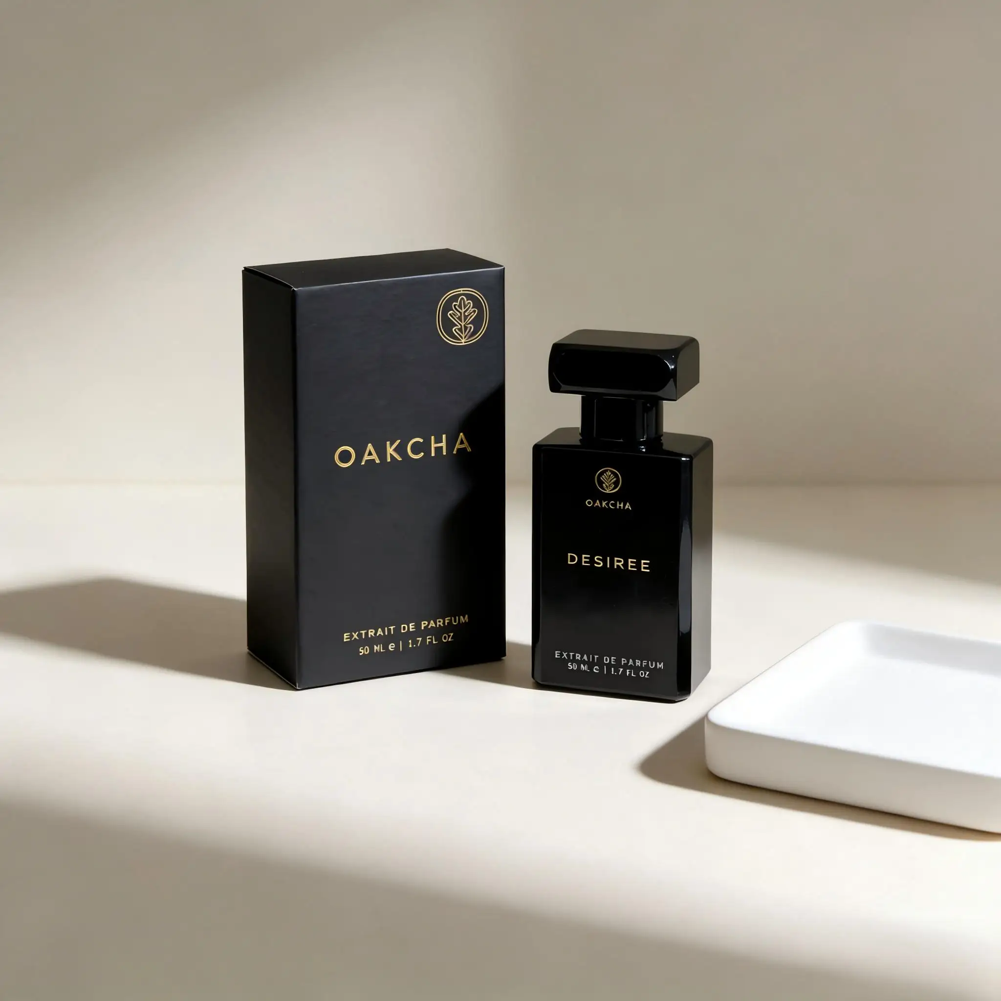 

OAKCHA Desiree Extrait de Parfum: Luxe Black Design, Deep Floral & Woody Notes for Women