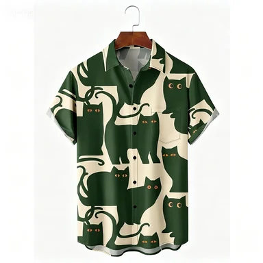 Fashionable Hawaiian Holiday Beach Flower Cat Shirt 2026 Best Ethnic Style Clothing view 3