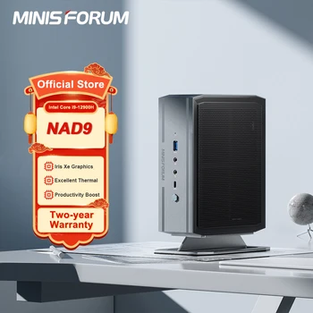 Minisforum Neptune 미니 PC 게이머 데스크탑 컴퓨터, NAD9 인텔 코어 i9-12900H, 인텔 아이리스 Xe DDR4, 32GB, 1TB SSD, 윈도우 11 