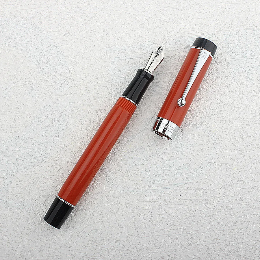 Imagem -03 - Jinhao 100 Caneta-tinteiro Vermelho com Logotipo Irídio ef f m Nib Conversor de Tinta Negócios Escritório Escola Presente