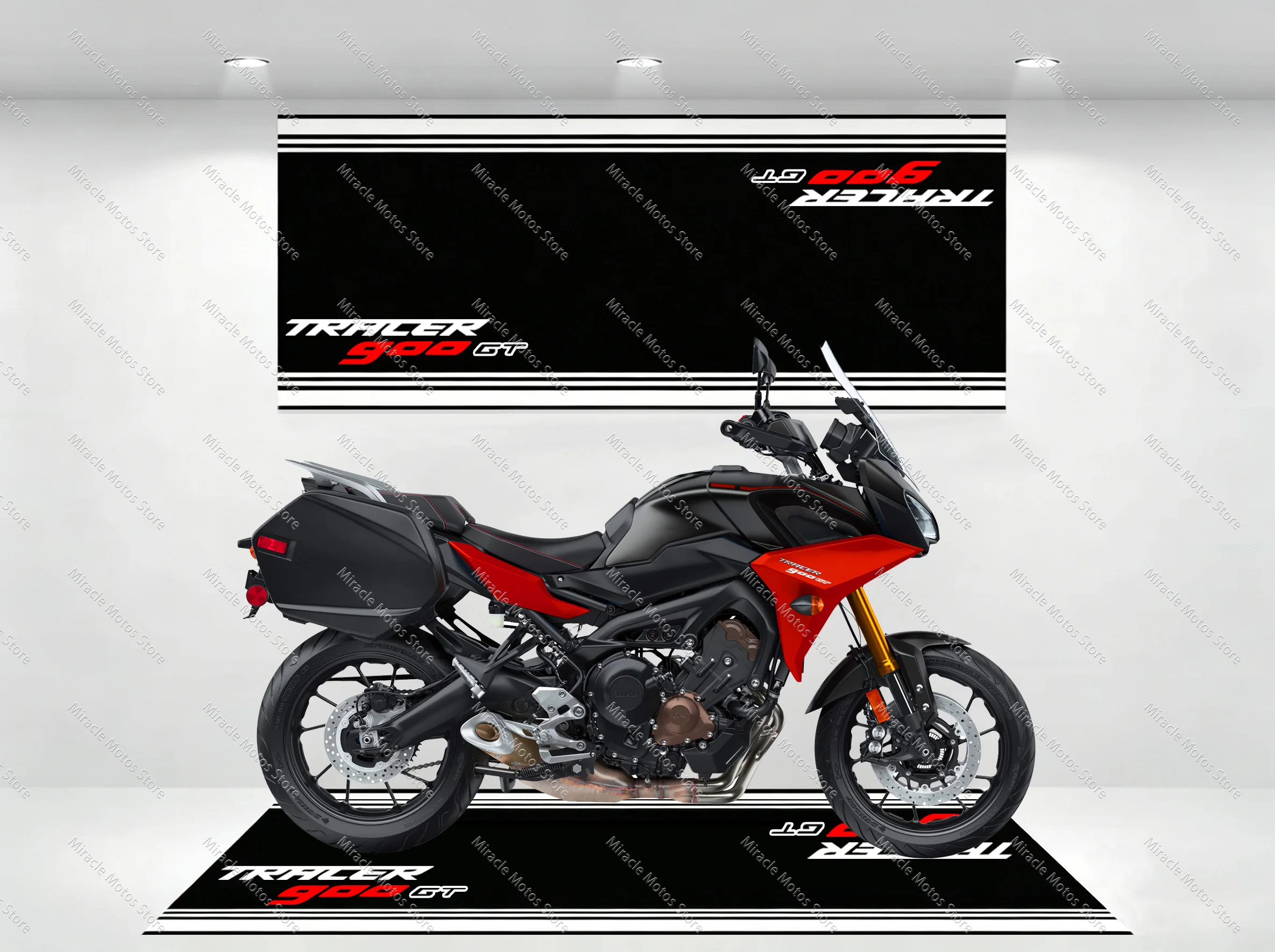 Anti-slip parking mat for Tracer 900 GT Tracer900GT motorcycle rug stain-resistant, racing-style garage display mat