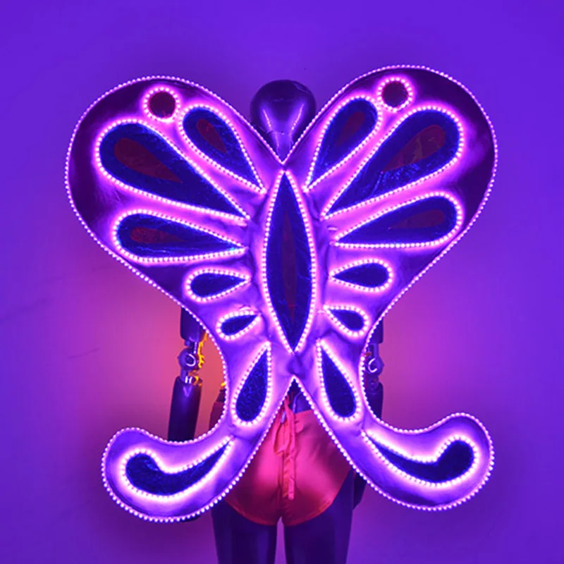 

LED Women's Dance Costume with Glowing Butterfly Wings for Nightclub Stage Performance Girls Shiny Glitter LED Outfit