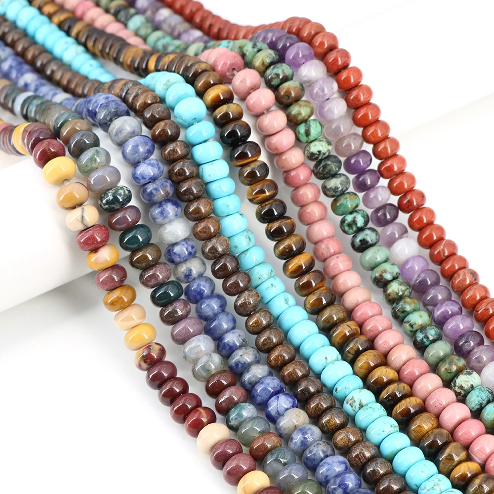 

5x8 мм Rondelle натуральный камень нефрит агат тигровый глаз амазонит круглые бусины-разделители для ювелирных изделий DIY аксессуары для браслетов