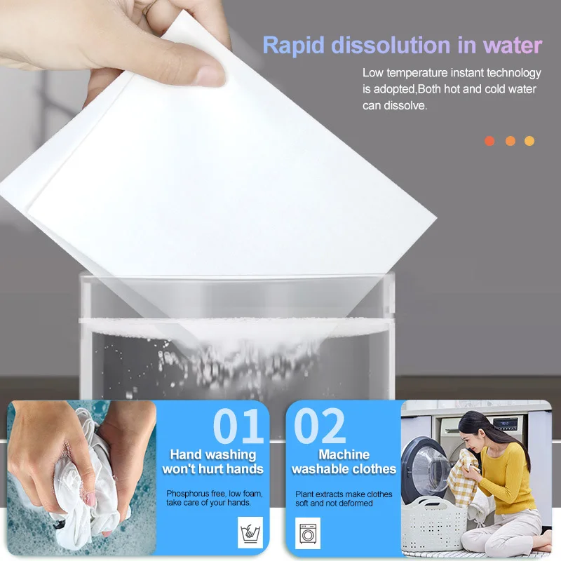 30Pcs Laundry Tablets Strong Decontamination Laundry Detergent Sheet Underwear Clothes Cleaning Detergent Laundry Bubble Paper