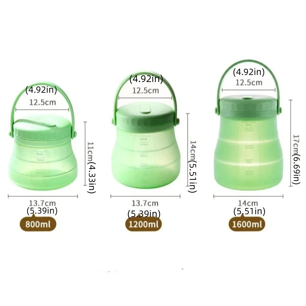 800/1200/1500ml Fresh Keeping Bucket Heat Resistant Leak-Proof Silicone Food Storage Container with Scale with Handle Kimchi Jar - view 6
