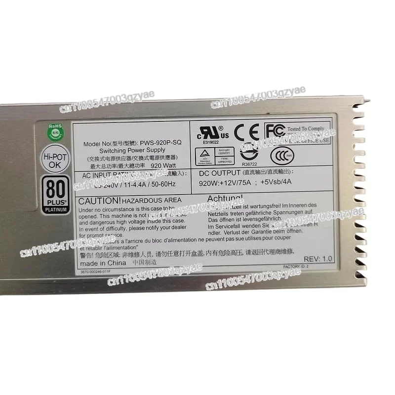 PWS-920P-SQ PWS-920-1R Серверный резервный модуль питания мощностью 920 Вт