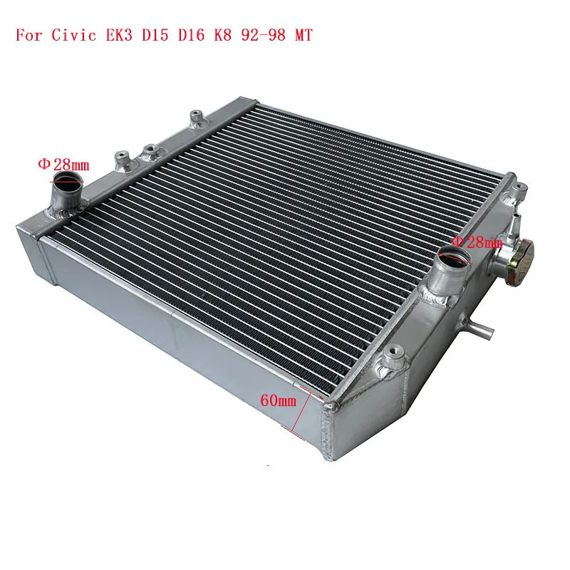 Hoge prestaties 3 Rij Racing Aluminium Radiator 60mm Voor Honda Civic EK EG DEl Sol Handleiding D15 D16 Voor CIVIC EK3 B16 B18 K8 92-98
