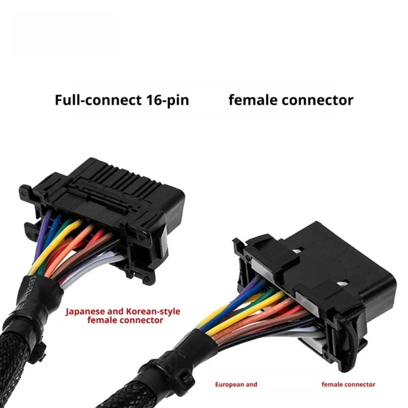 Vehicle Diagnostic OBD2 Cable 1 Male to 2 Female, 300mm Black Y Extension Cable for OBD2 Port Access and Inspection Work in X37F