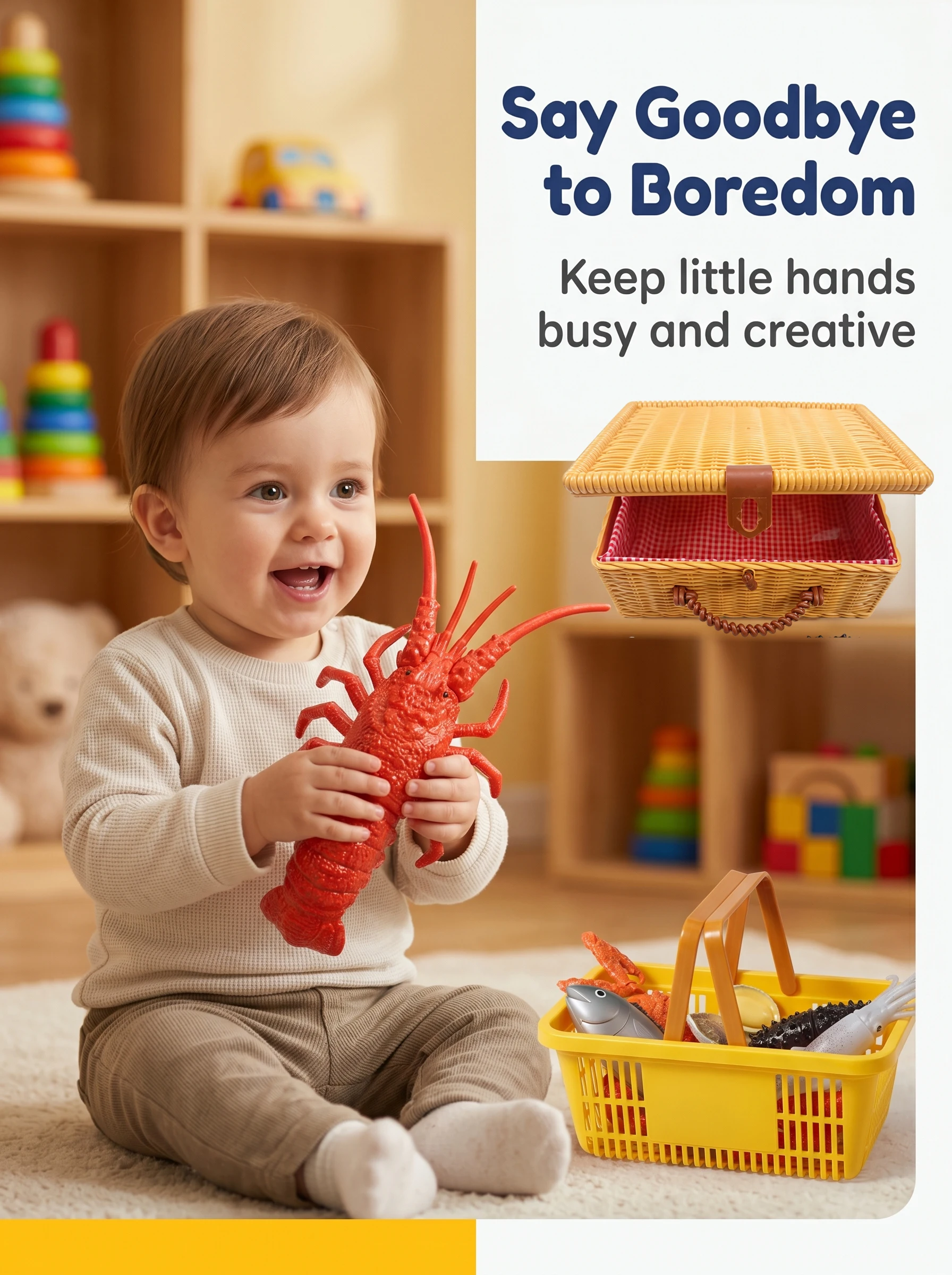 Children's Kitchen Toy Set Simulated Lobster King Crab Cutting Fruits Shell Seafood for Kids Early Educational Assembly Gift ﻿ view 2