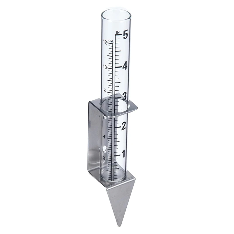 BEAU-5 Inch Capacity Rain Gauge Outdoor With Tube,2 In 1 Stainless Steel Holder - Precise Rain Measurement For Garden,Lawns