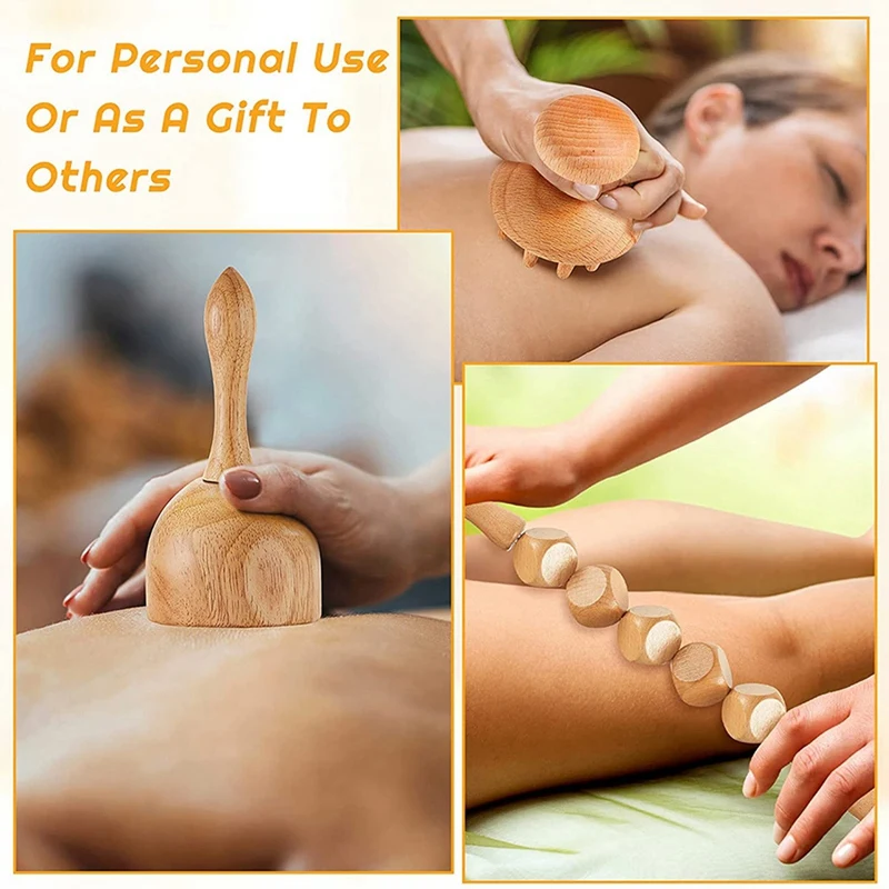 6Pcs/Set Wood Therapy Massage Tools For Body Shaping,Fascia Lymphatic Drainage Massager Body Roller Therapy