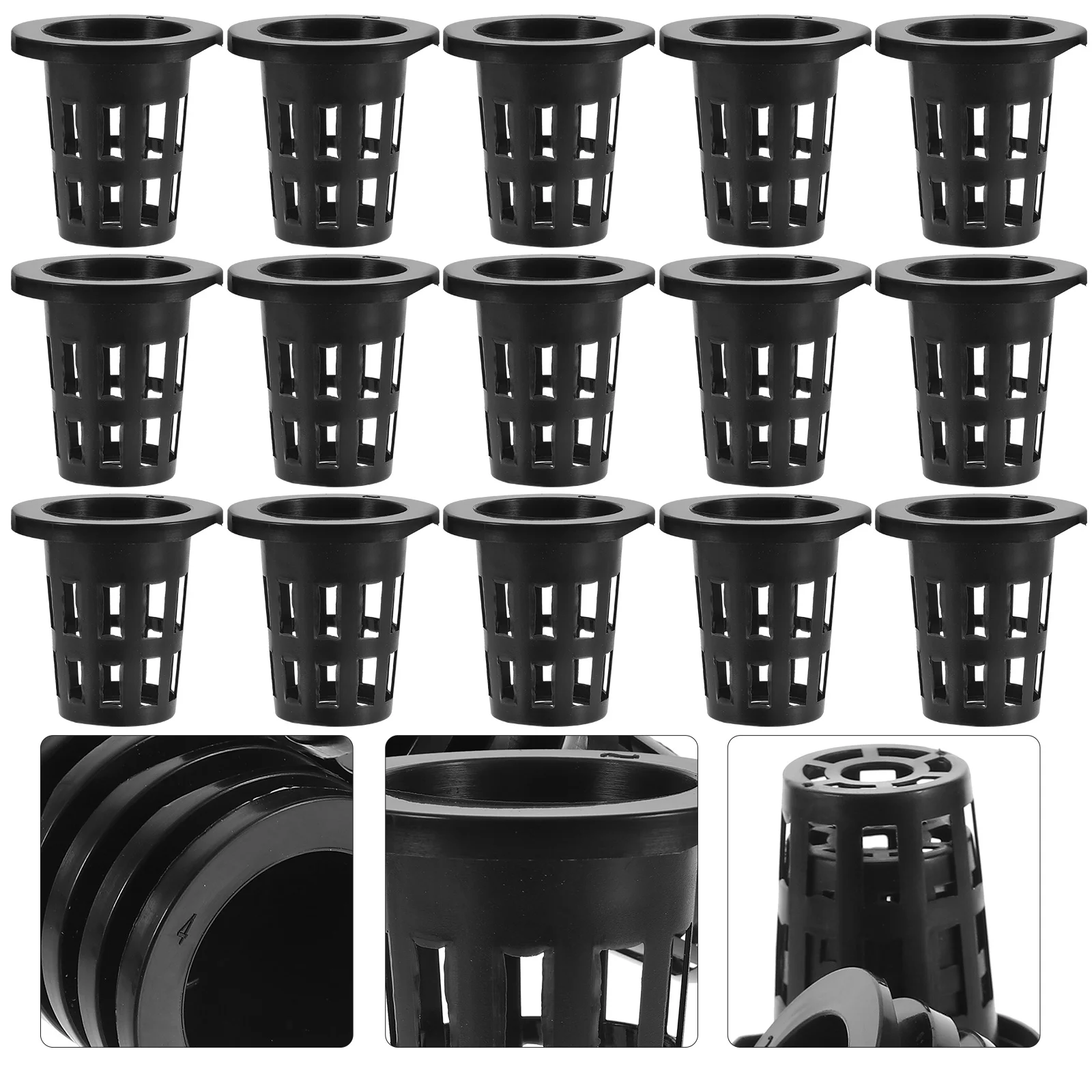 50 Pcs Soilless Cultivation Plastic Plant Pot Planting Basket Fish Dish Hydroponics Black Cup