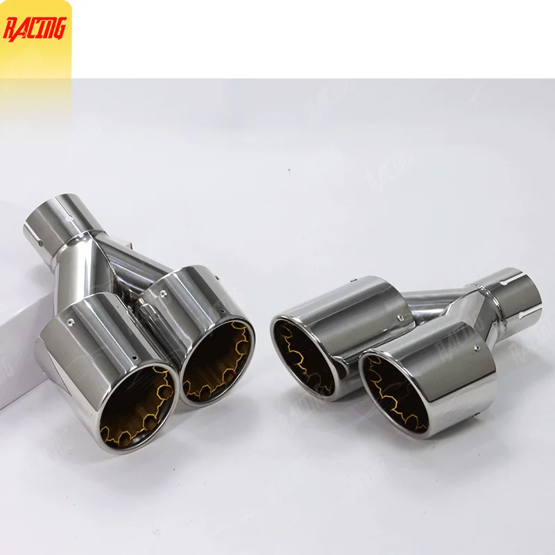 

1 PCS SUMSOO New Upgrade Stainless Dual Exit Exhaust Tips for Universal car accessories Muffler Tip Nozzle Modify inlet 60/63MM