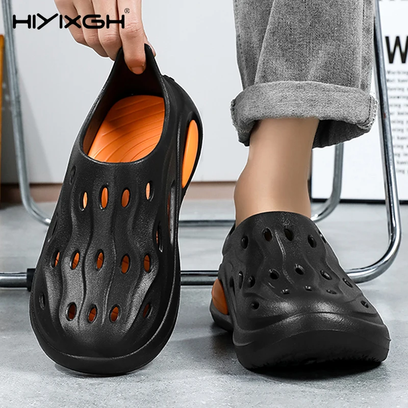 

en's Outdoor Slippers Beach Clogs Slides Sport Breathable Sandals Men Garden Shoes Non-slip Hiking Male Outdoor Fishing Sandals