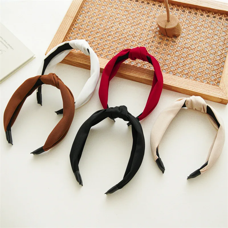 British new twill pure color hair hoop fairy bundle wide knot pressure hair breathable