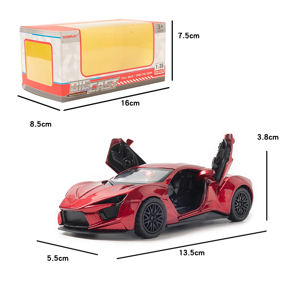 1:32 Alloy Diecast Lyken Supercar Racer Vintage Car Model Pull Back Car Miniature Vehicle Replica For Collection Gift for Kid