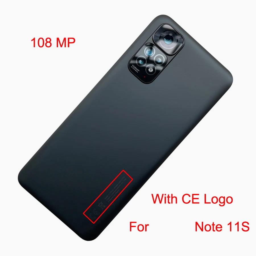 100% A+++ For Xiaomi Redmi Note 11S 2201117SG, 2201117SI Battery Cover Rear Housing Door Panel Back Cover Case + Camera Lens