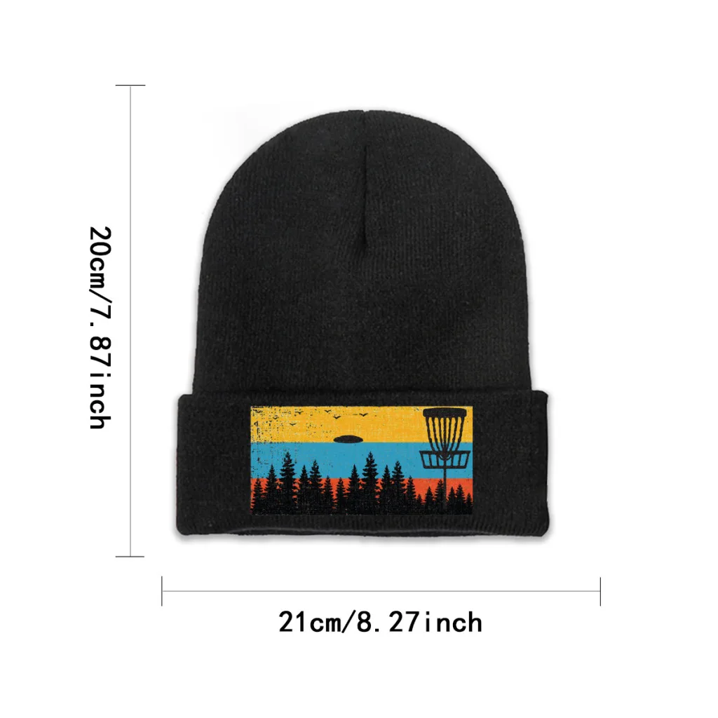 Disc Golf Baskets Throw Sport Skullies Beanies Caps Retro Frolf Vintage 80s Knitted Winter Warm Bonnet Hats Unisex Ski Cap