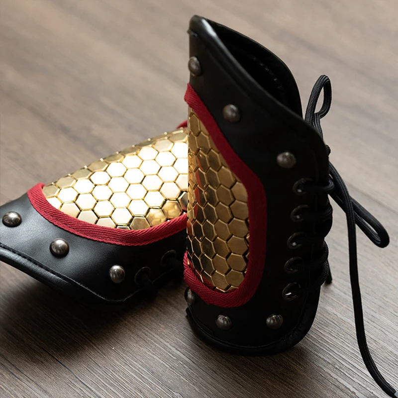 Ancient Hanfu Wrist Guards PU Leather Dragon Scales Armor Chinese Swordsman Ming Dynasty Archery Guard Cosplay Costume Bracer view 3