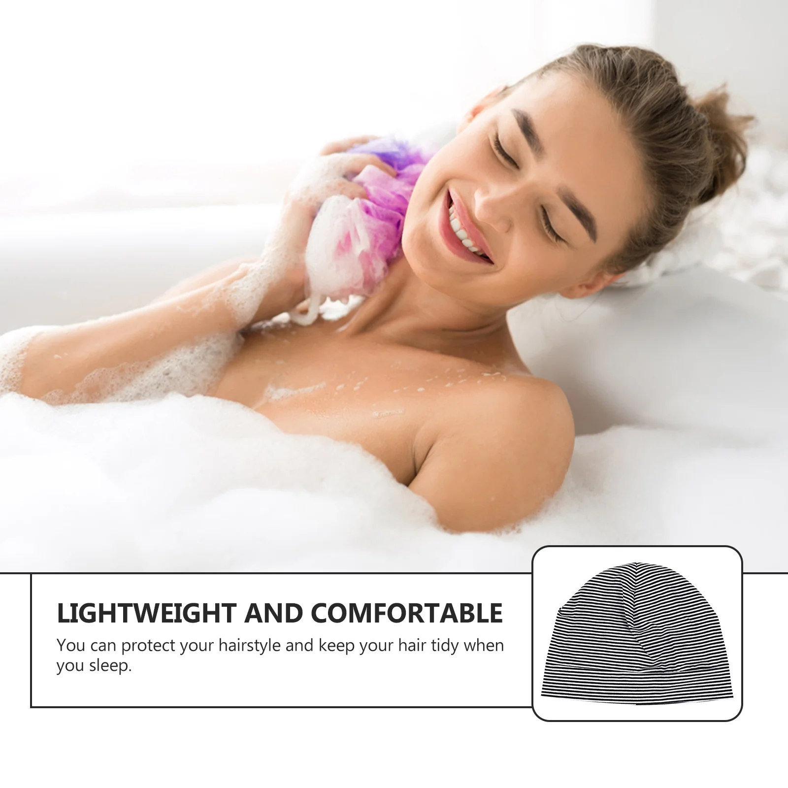 

1pc Thin Cotton Sleep Hat Lightweight Breathable Night Bonnet For Adults Elastic Hair Accessory Household Chemo Cap For Women