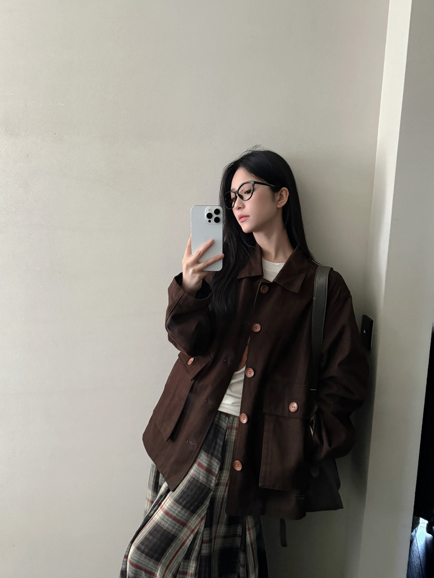 

Color Loose Women's Jaet Top with Big kets Retro Casual Outerwear Cotton oulder-Length Sve Button Decoration