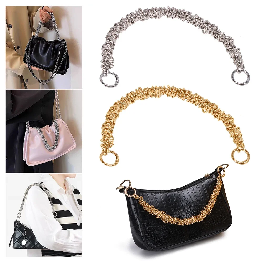 New 35cm Metal Bag Chain Gold Sliver Bag Shoulder Strap DIY Replacement Handbag Handles Personality Fashion Handbag Accessories