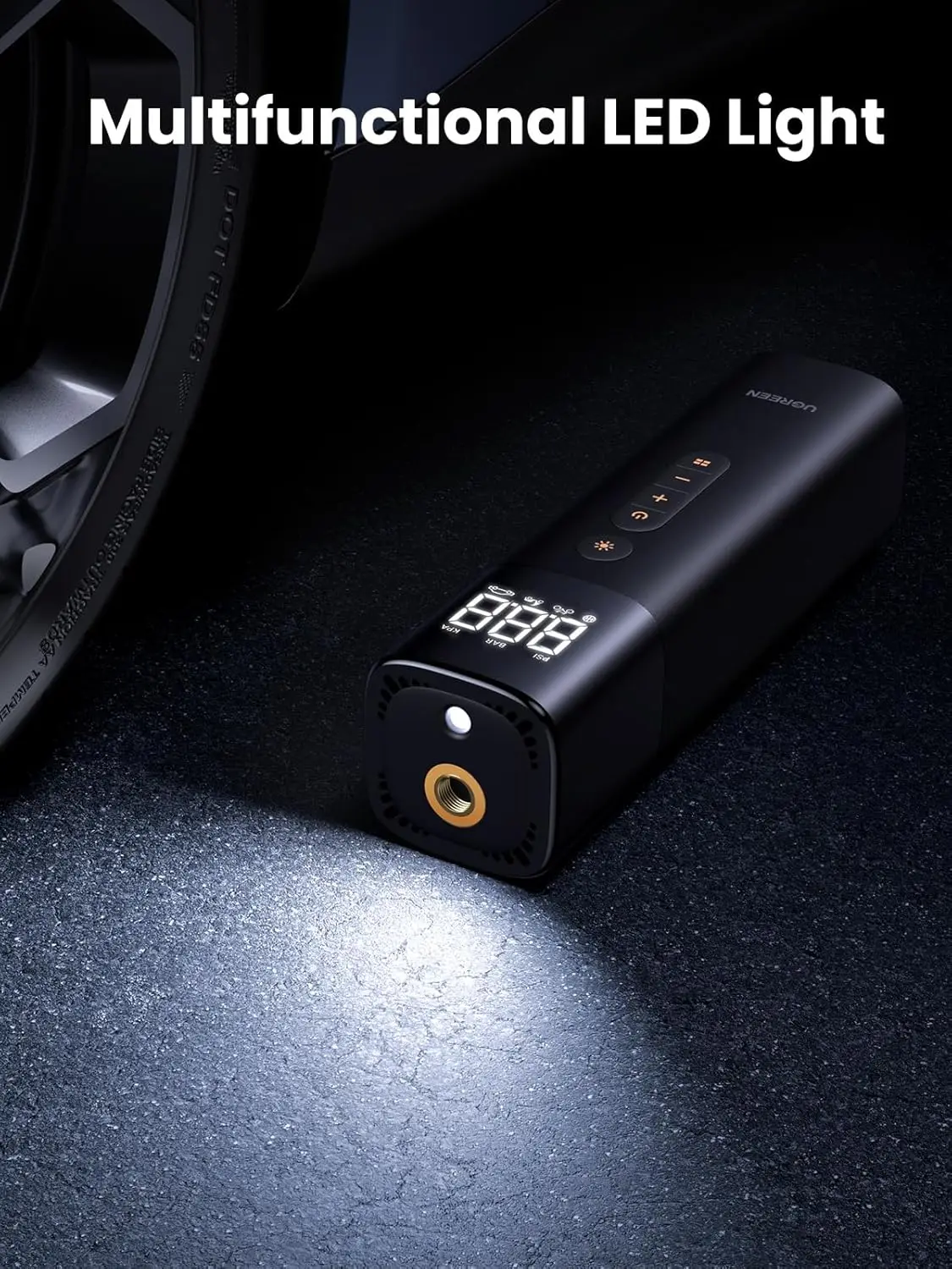 유그린 타이어 인플레이터 디지털 자동차 타이어 펌프 150 PSI 12V 타이어 인플레이터 압력 감지 LED 라이트 휴대용 에어 펌프