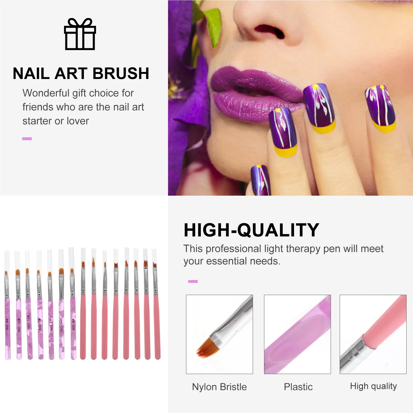 

15pcs Pens Professional Manicure Tools For Nail Art Design Lightweight Durable Salon Home Use Nail Art Supplies