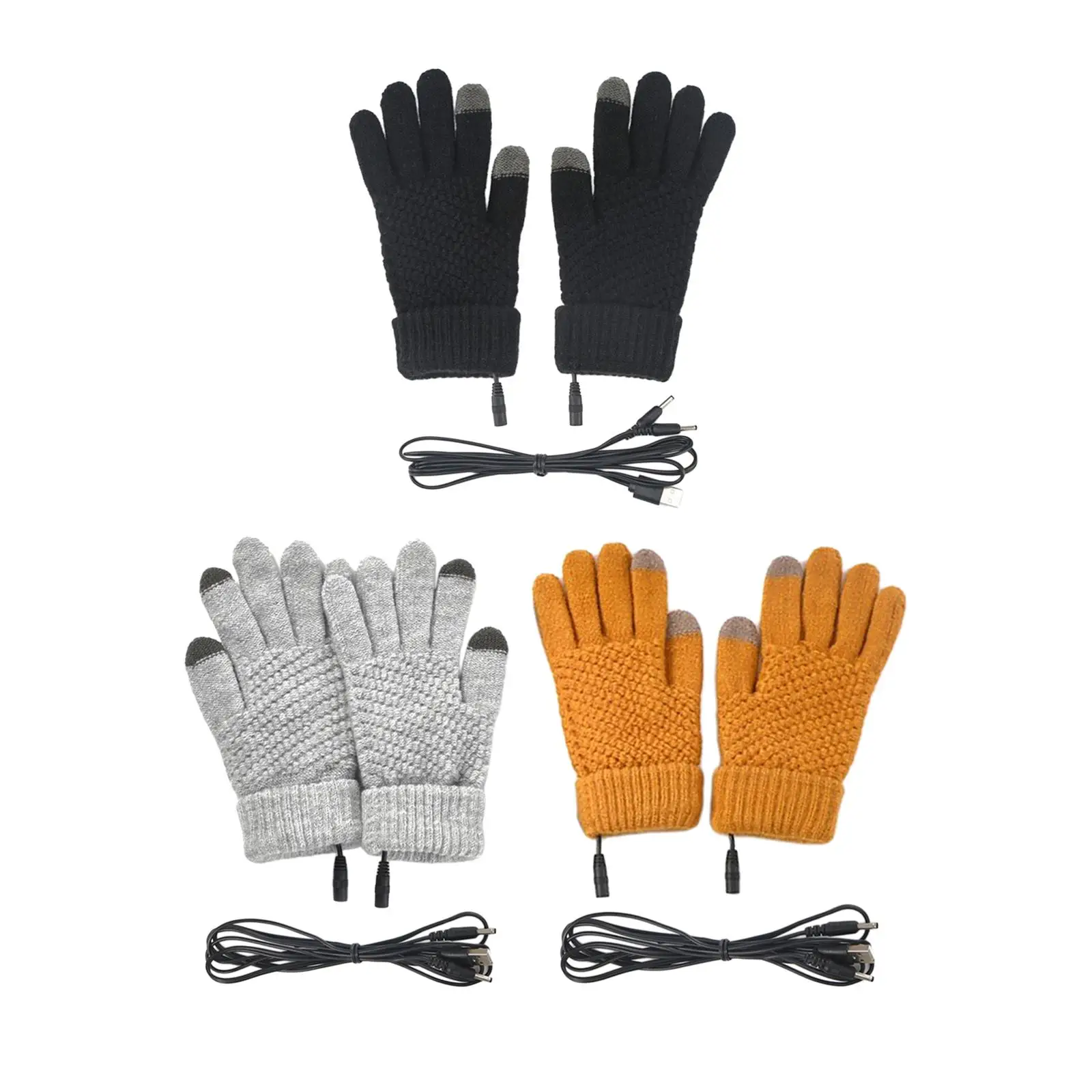 USB Heated Gloves Electric Washable Hands Warmer for Skiing Typing Outdoor