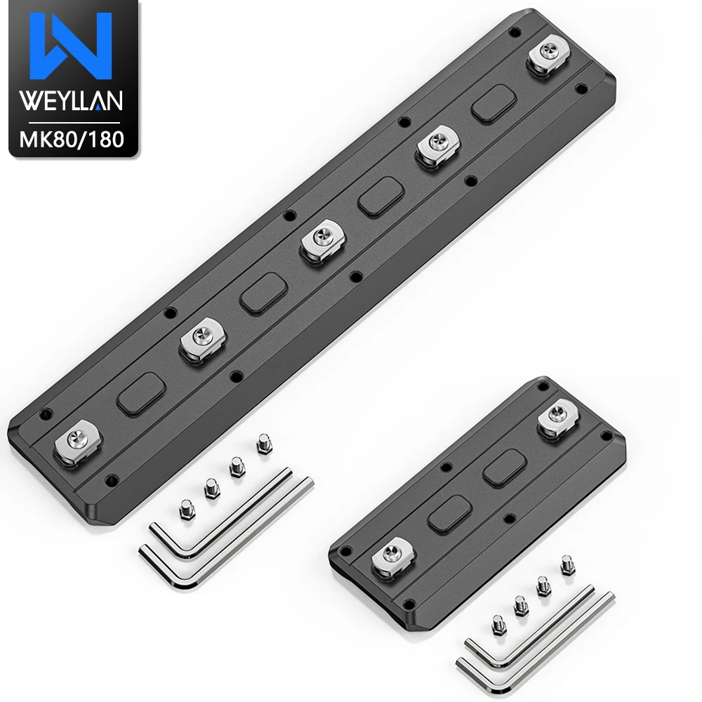 M-LOK Arca Rail WEYLLAN MK80/MK180 Adapter do montażu dwójnóg, płyta szybkiego uwalniania ARCA/RRS typu jaskółczy ogon, lekka płyta ze stopu aluminium
